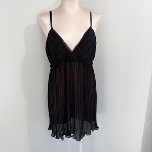 🌷 sale* Flora Nikrooz Babydoll Nightgown Nightie Chemise Size XL Black Pleated